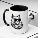 15pz Cool Cat Mug, Sunglasses Cat Coffee Cup, Funny Cat Lover Gift, Hipster Cat Mug, Gift for Cat Mom, Cat Dad Mug, Unique Animal Art Cup, Cute Cat Decor - Image 2
