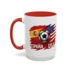 15pz España vs USA Soccer Mug, Spain United States Football Rivalry Cup, Two-Tone Ceramic Coffee Mug, International Soccer Fan Gift Cup - Image 3