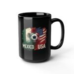 15oz Mexico USA Soccer Mug, International Soccer Gift, Soccer Fan Coffee Cup, Mexico and United States Flag Mug, Futbol Fan Gift, Team Spirit Drinkware