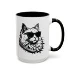 15pz Cool Cat Mug, Sunglasses Cat Coffee Cup, Funny Cat Lover Gift, Hipster Cat Mug, Gift for Cat Mom, Cat Dad Mug, Unique Animal Art Cup, Cute Cat Decor