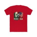 Mexico vs USA Soccer T-Shirt, International Friendly Match Tee, Soccer Fan Apparel, USA Mexico Flags Graphic Shirt, Futbol Lover Gift Premium Fitted 100% Cotton - Image 6