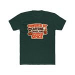 Powered By Caffeine Chaos And Pumpkin Spice T-Shirt, Funny Fall Season Tee, Autumn Coffee Lover Shirt, Thanksgiving Graphic Apparel Clothing Premium Fitted 100% Cotton - Image 11