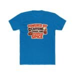 Powered By Caffeine Chaos And Pumpkin Spice T-Shirt, Funny Fall Season Tee, Autumn Coffee Lover Shirt, Thanksgiving Graphic Apparel Clothing Premium Fitted 100% Cotton - Image 4