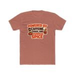Powered By Caffeine Chaos And Pumpkin Spice T-Shirt, Funny Fall Season Tee, Autumn Coffee Lover Shirt, Thanksgiving Graphic Apparel Clothing Premium Fitted 100% Cotton - Image 7