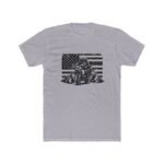 American Adventure Touring T-Shirt - Motorcycle Couple US Flag Graphic Tee - Dual Sport Adventure Bike Mountain Rider Shirt Apparel Shirt Premium Fitted 100% Cotton Tee - Image 2