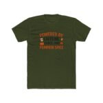 Powered By Caffeine Chaos And Pumpkin Spice T-Shirt, Funny Fall Season Tee, Autumn Coffee Lover Shirt, Thanksgiving Graphic Apparel Apparel Clothing Premium Fitted 100% Cotton - Image 3