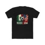 Mexico vs USA Soccer T-Shirt, International Friendly Match Tee, Soccer Fan Apparel, USA Mexico Flags Graphic Shirt, Futbol Lover Gift Premium Fitted 100% Cotton - Image 9