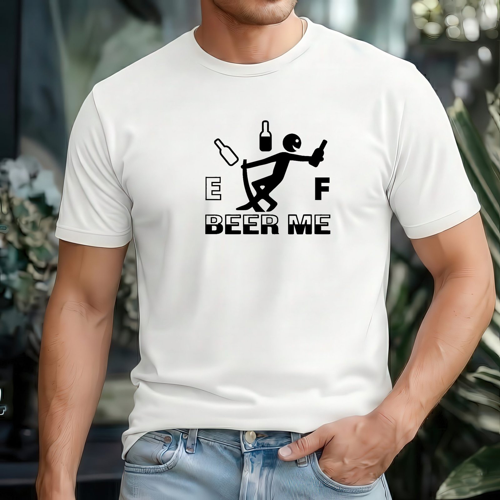 MAN_01 Beer Me Fuel Gauge T-Shirt, Funny Drinking Humor Tee, Sarcastic Alcohol Graphic Shirt, Party Animal Apparel, Gift for Beer Lover Apparel Gift Premium Fitted 100 Cotton - Image 1