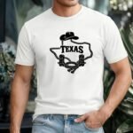 Texas State T-Shirt, Cowboy Boots and Hat Lasso Tee, Lone Star State Western Graphic Shirt, Country Pride Apparel Gift Premium Fitted 100 Cotton