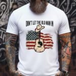 Don't Let The Old Man In T-Shirt, American Flag Country Music Tee, T-Shirt, American Flag Country Music Tee, Western Cowboy Hat Guitar Graphic Shirt, Patriotic Vintage ApparelGift Premium Fitted 100 Cotton