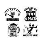 4 x Funny Beer SVG PNG Bundle - Working On My 6 Pack Clipart - Save Water Drink Beer Cut File - Beer Me Sarcastic Sublimation Design Instant Digital Download