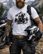 Adventure Motorcycle T-Shirt, Dual Sport Dirt Bike Tee, Mountain Rider Graphic Shirt, Enduro Biker Gift, BMW Adventure, ADV Touring Apparel Apparel Gift Premium Fitted 100% Cotton