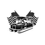American Flag Pontoon Boat SVG PNG - Lake Life Cut File - Patriotic Boating Sublimation Vector Design Instant Digital Download