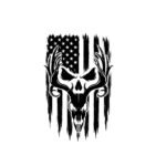 Deer Skull American Flag SVG PNG - Buck Antlers Hunter Cut File - Patriotic Outdoorsman Sublimation Vector Design Digital Download